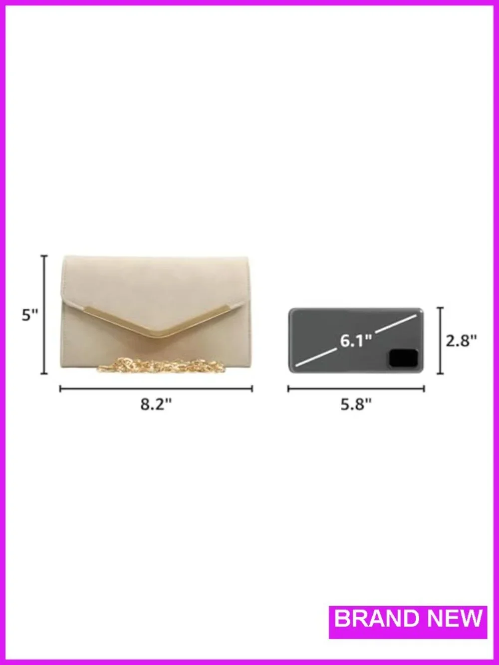 Women's Clutch Evening Bag Envelope Handbag with Detachable Chain